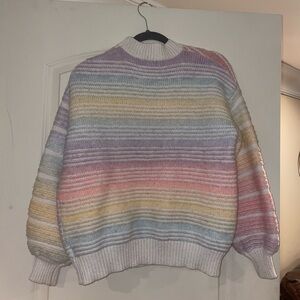 💟 DONATED Pastel Rainbow Knit Sweater Sz Large